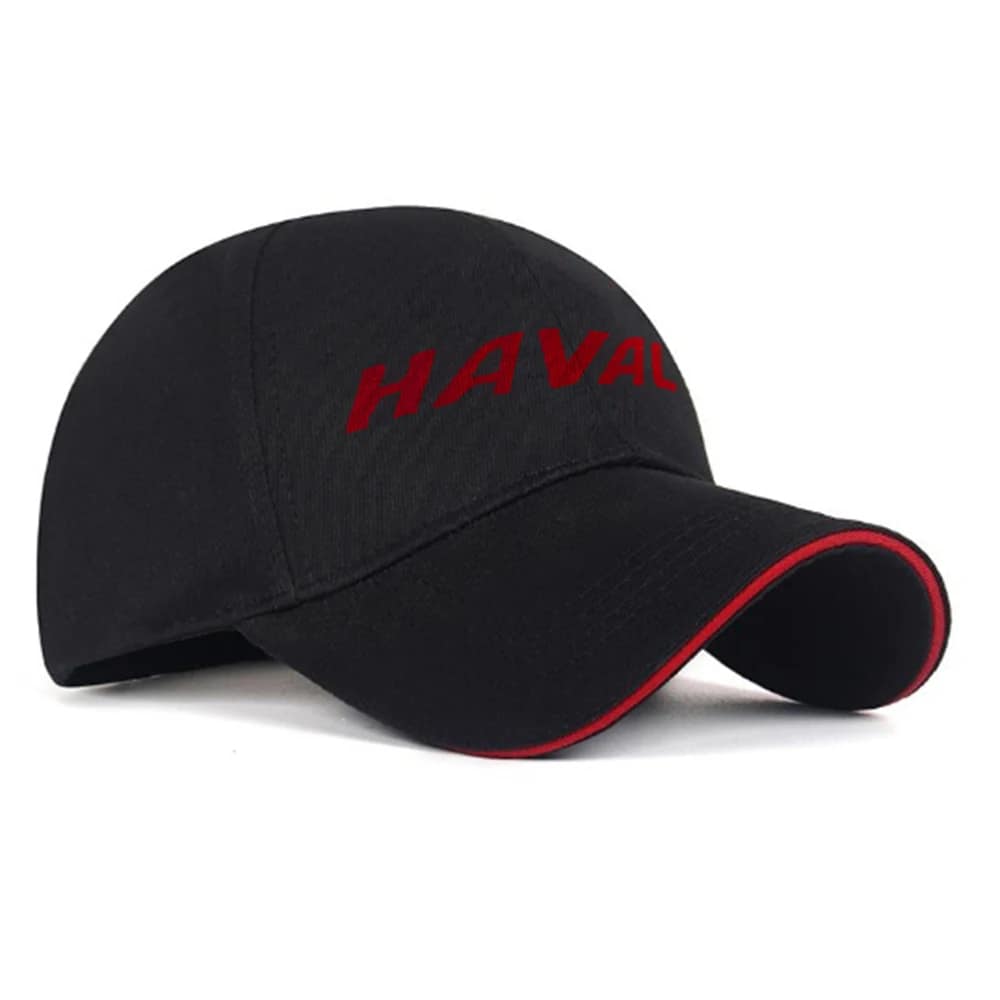 Haval Hat Jolion Baseball Cap - Embroidered Premium - Black 11 Haval Hat Jolion Baseball Cap Black Curved Visor Red Edge Front Angle