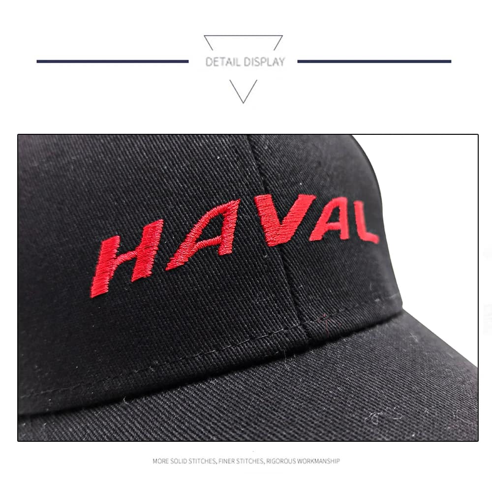 Haval Hat Jolion Baseball Cap - Embroidered Premium - Black 9 Haval Hat Red Embroidered Logo Detail on Black Cotton Baseball Cap