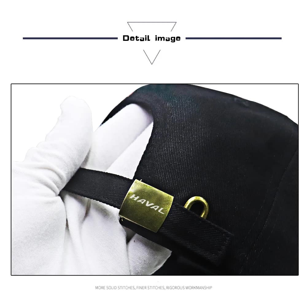 Haval Hat Jolion Baseball Cap - Embroidered Premium - Black 8 Haval Hat Jolion Baseball Cap Black Back View Adjustable Metal Buckle