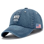 USA NYC Baseball Cap Denim Embroidery Premium Hat 4 USA NYC Baseball Cap Denim Embroidery Premium Hat Blue