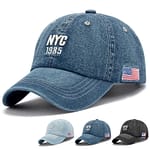 USA NYC Baseball Cap Denim Embroidery Premium Hat 2 USA NYC Baseball Cap Denim Embroidery Premium Hat
