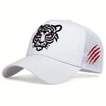 Tiger Head Baseball Cap Adjustable Casual Embroidery Hat 6 tiger head baseball cap white