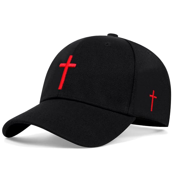 Christian Cross Hat Embroidered Cotton Baseball Cap 10 Christian cross hat red