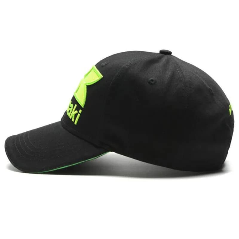 Kawasaki Hat Embroidered Baseball Cap Racing Premium Black