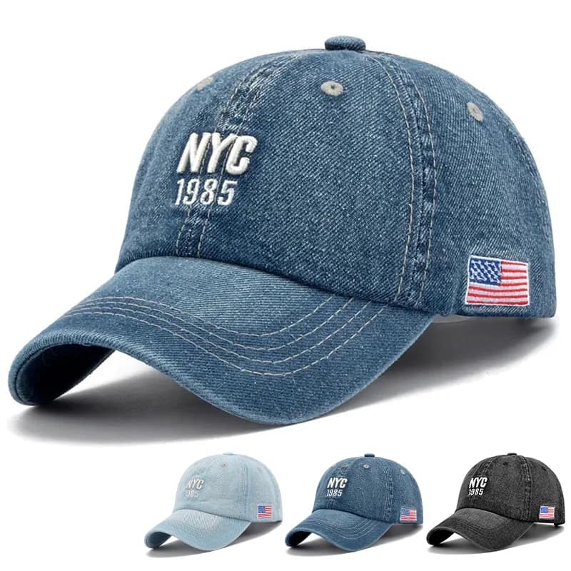 USA NYC Baseball Cap Denim Embroidery Premium Hat