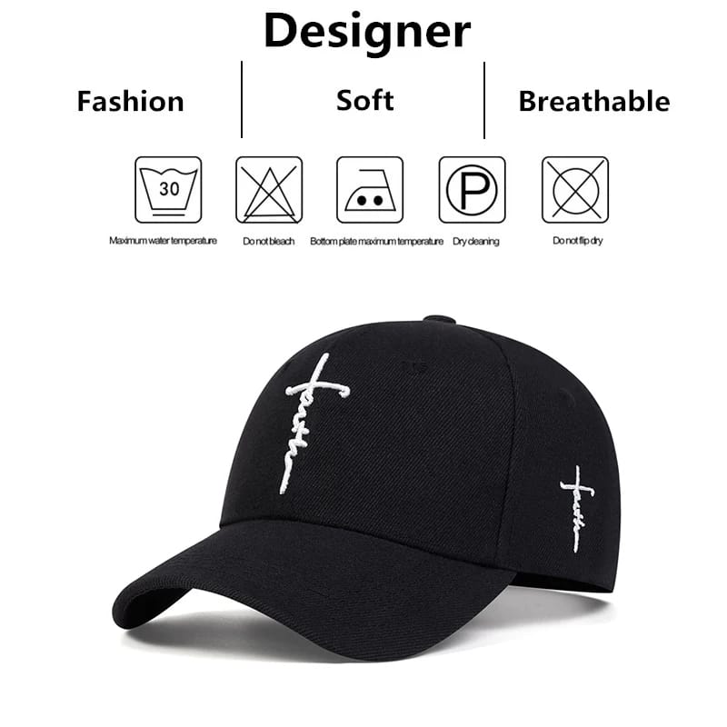 Faith Cross Embroidered Cotton Baseball Cap