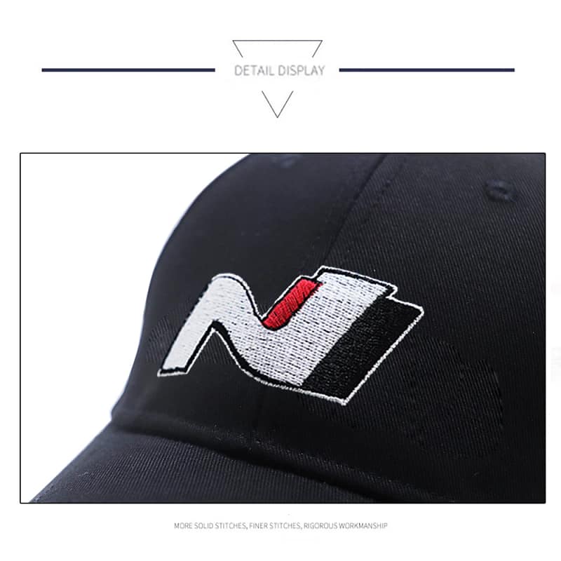 Hyundai N Hat Embroidered Baseball Cap - Limited Edition Black Color