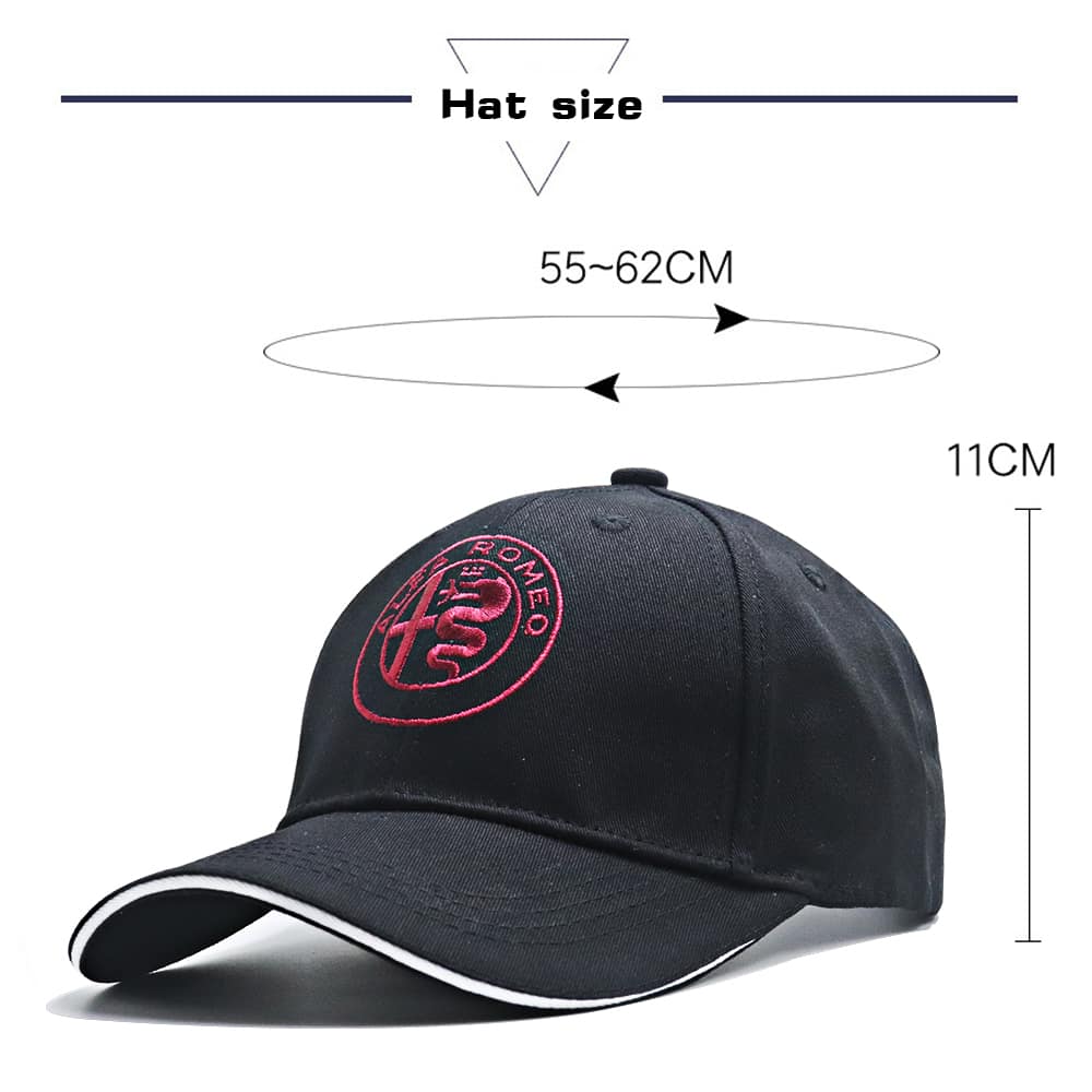 White Color Alfa Romeo Hat  Cotton Embroidery Adjustable Black Premium Look - Black Color