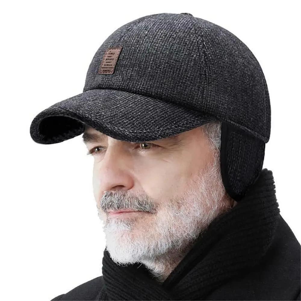Retro Wool Winter Hat Earmuffs Baseball Cap with Ear Cover