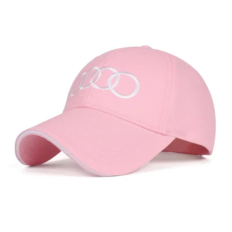 Audi Embroidered Baseball Cap Black and Pink Adjustable Fit