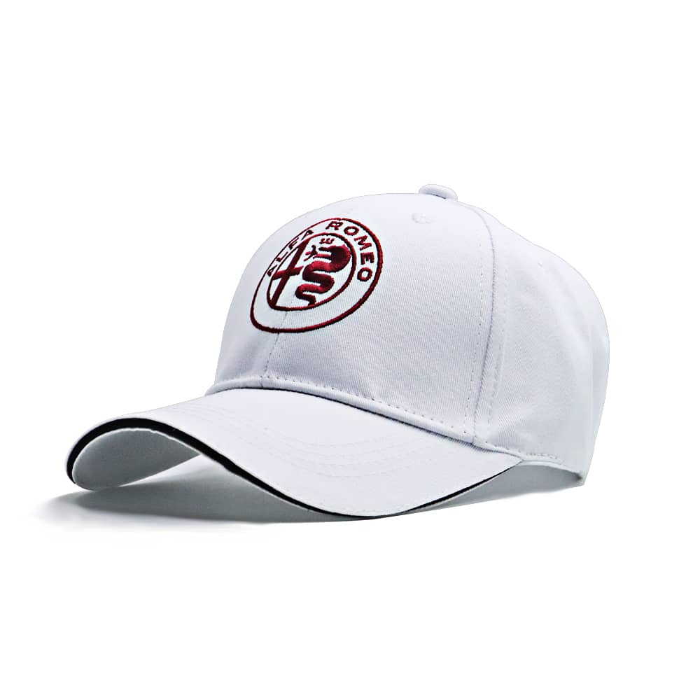 White Color Alfa Romeo Hat Cotton Embroidery Adjustable White Premium Look - White Color