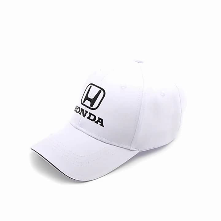 Honda Car Baseball Cap Cotton Embroidery Adjustable Premium - White Color