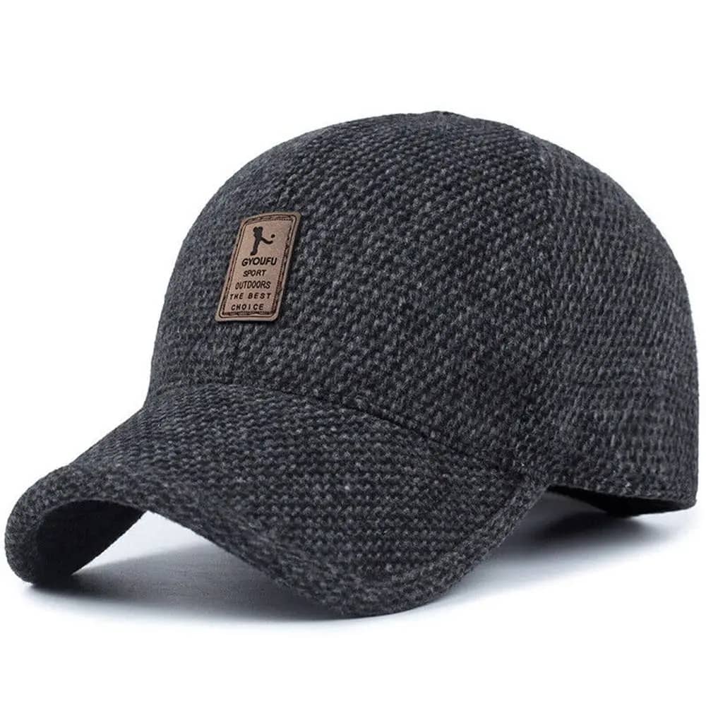 Retro Wool Winter Hat Earmuffs Baseball Cap with Ear Cover